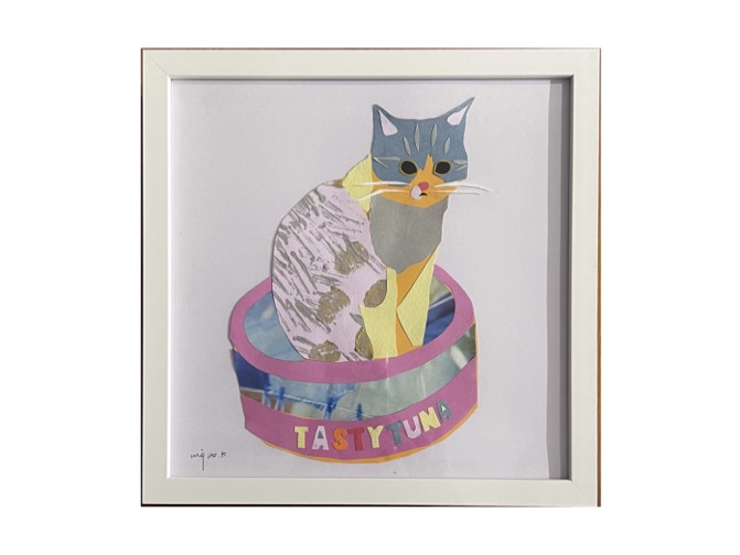 川上麻衣子 切り絵 原画 缶詰のなかのTACK pink